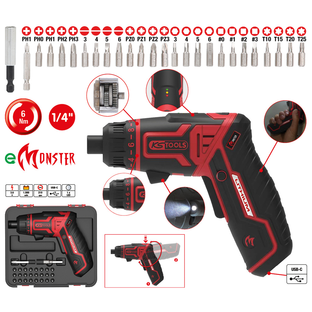 1/4" EMONSTER -AKKURUUVINVÄÄNNINSARJA, 27-OS 515.6500