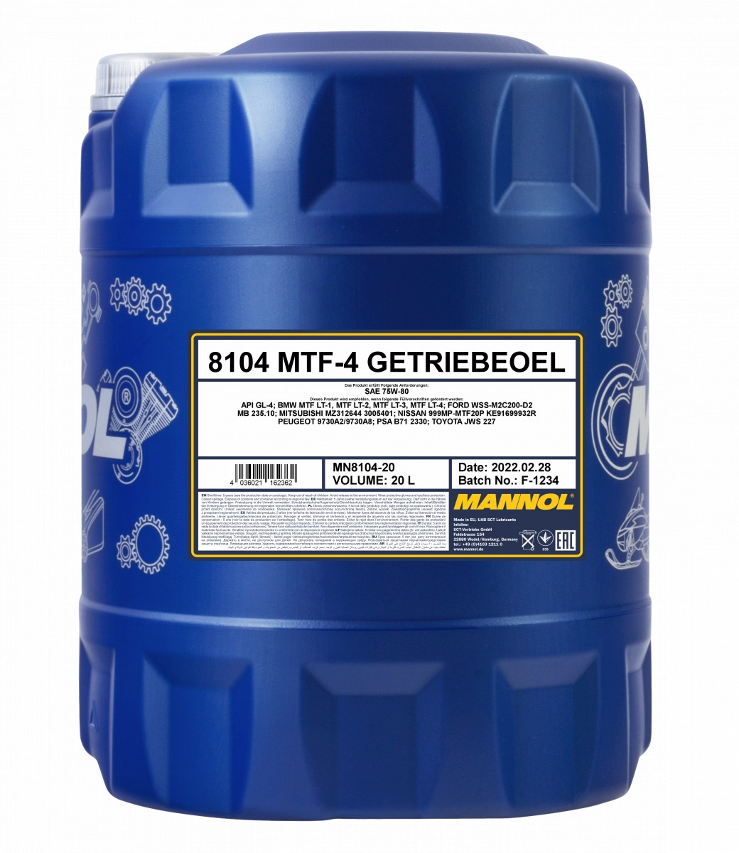 MANNOL 75W-80 GL4 MTF-4 8104 20L MN8104-20