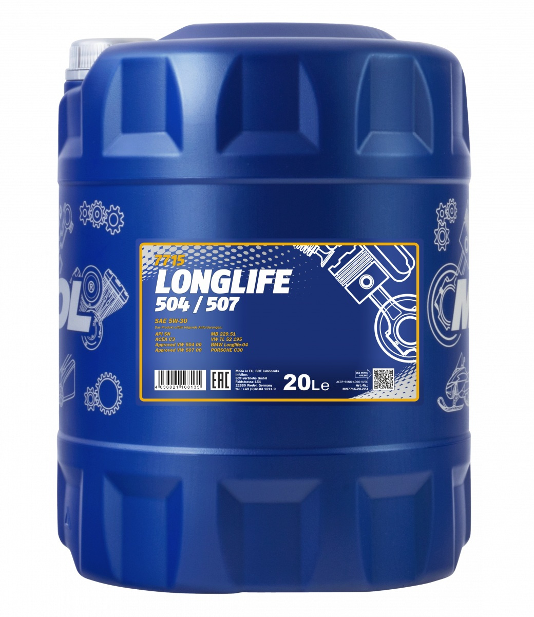 MANNOL 5W-30 504/507 LONGLIFE 7715 20L MN7715-20