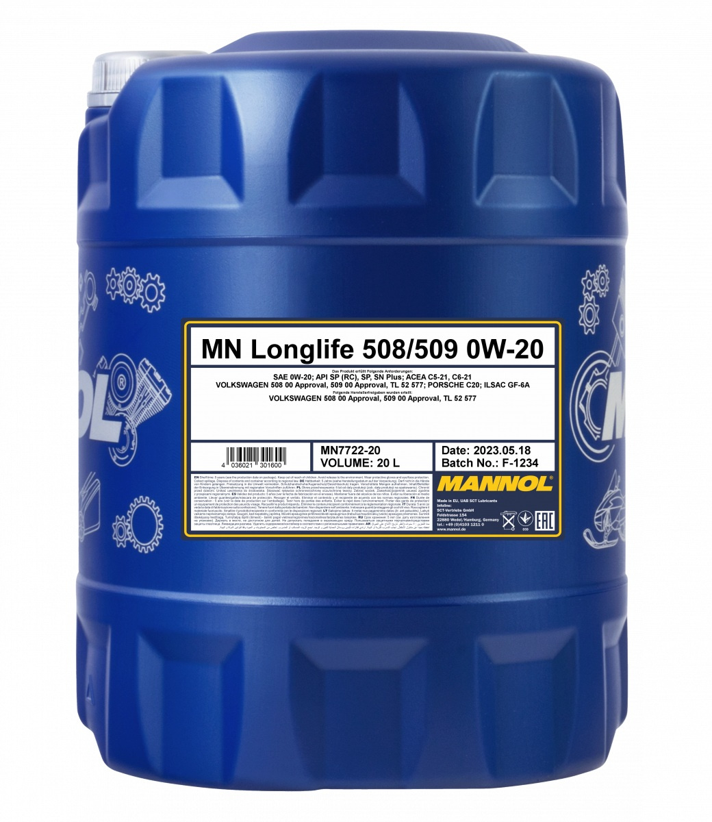 MANNOL 0W-20 508/509 LONGLIFE 7722 20L MN7722-20