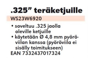 VIILAMALLI/OHJURI .325"(4,8MM) 2