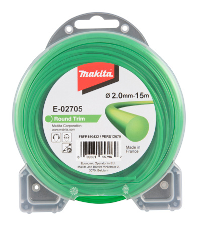 MAKITA E-02705 SIIMA 2,0 MM X 15 M, PYÖREÄ, MAKITA, DUR182, DUR184, DUR187, DUR188, DUR189, DUR190, DUR191, DUR365, DUR366, DUR368, DUR369, ER2550LH