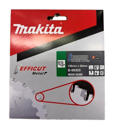 MAKITA B-69303 PYÖRÖSAHANTERÄ 136X20X1,1MM, Z-30 METALLILLE 1-5MM, EFFICUT, DCS550 JA DCS552