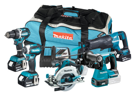 MAKITA DLX5032GX1 KONESARJA 18V, DDF484, DTD153, DHS680, DJR187, DHR242. KOLME 6,0AH AKKUA JA LATAUSLAITE