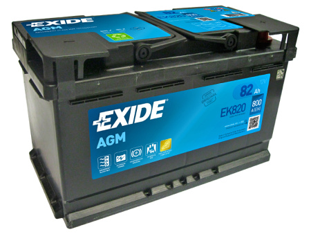 EXIDE AGM START&STOP AKKU 12V, 82AH/800A, P315, L175, K190 (+/-)