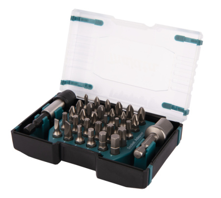 MAKITA D-65084 RUUVIKÄRKISARJA 32-OSAA TORX/PH/PZ/KUUSIO 25MM, 1/2" HYLSYADAPTERI JA MAGNEETTIJATKO, KIRKAS/MUSTA MUOVIPAKKAUS (ME 12KPL)