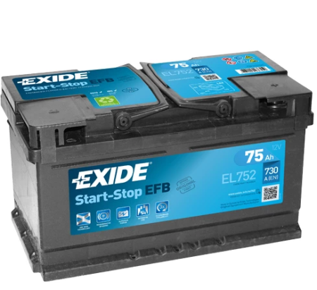 EXIDE EFB START&STOP AKKU 12V, 75AH/730A, P315, L175, K175 (+/-)