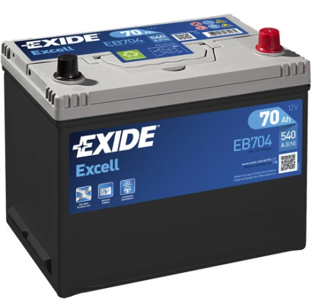 EXIDE EXCELL AKKU 12V, 70AH/540A, P270, L173, K222 (+/-)