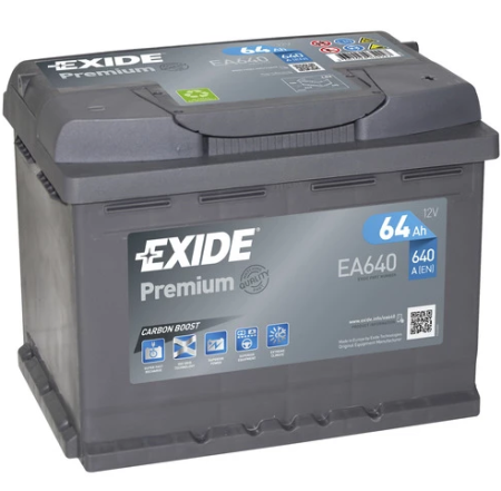 EXIDE PREMIUN AKKU 12V, 64AH/640A, P242, L175, K190 (+/-)
