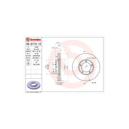 ETUJARRULEVY BREMBO TOYOTA HIACE 89-04 255MM