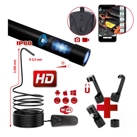 WI-FI-VIDEOSKOOPPISARJA-SARJA Ø 5,5 MM 0° HD ETUKAMERASONDILLA, 5-OS
