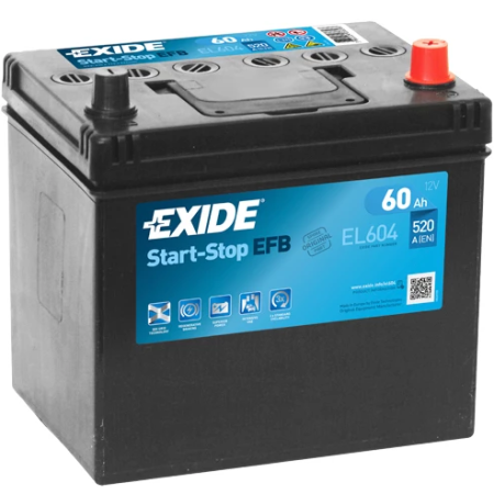 EXIDE EFB START&STOP AKKU 12V, 60AH/520A, P230, L173, K222 (+/-)