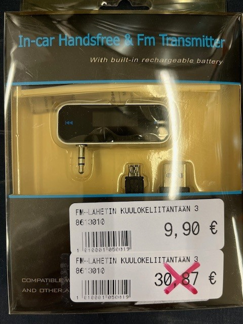 FM-LÄHETIN KUULOKELIITÄNTÄÄN 3.5MM 8613010