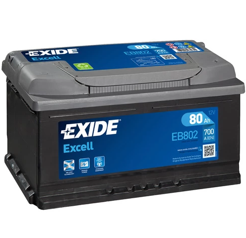 EXIDE EXCELL AKKU 12V, 80AH/700A, P315, L175, K175 (+/-) EB802