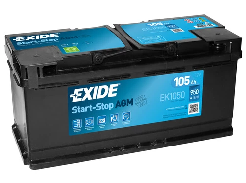 EXIDE AGM START&STOP AKKU 12V, 105AH/950A, P392, L175, K190 (+/-) EK1050