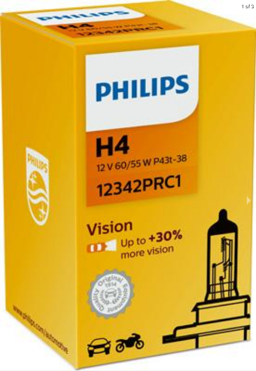 H4 12V 60/55W VISION +30% POLTTIMO 12342PR