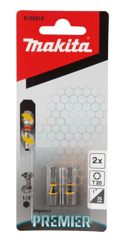 MAKITA E-03218 RUUVAUSKÄRKI IMPACT PREMIER T20, 25MM, 2KPL, ISKEVILLE RUUVINVÄÄNTIMILLE MAK-E-03218