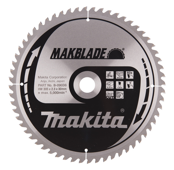 MAKITA B-09036 PYÖRÖSAHANTERÄ HM 305X30X2,3MM, Z-60 PUULLE MAK-B-09036