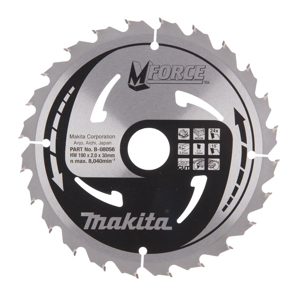 MAKITA B-08056 PYÖRÖSAHANTERÄ 190X30X2,0MM, Z24, PUULLE MAK-B-08056
