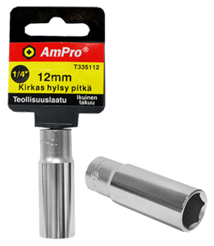 AMPRO PITKÄ KIRKAS HYLSY 1/4" 10MM T335110
