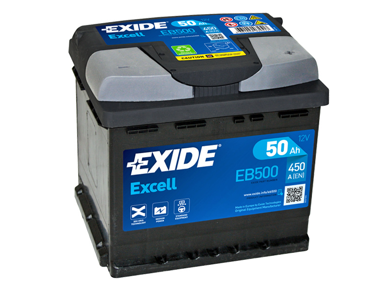 EB500 EXIDE EXCELL 50AH 207X175X190 -/+ 450A 1815-EB500