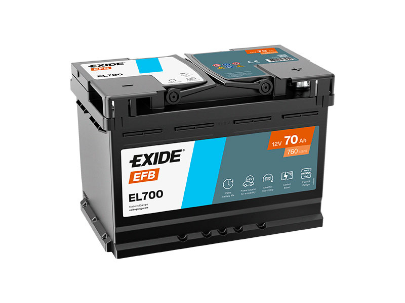 EL700 EXIDE EFB 70AH 278X175X190 -/+ 760A 1815-EL700