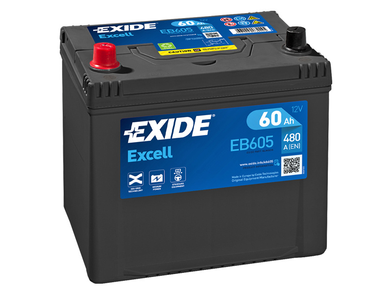 EB605 EXIDE EXCELL 60AH 230X173X222 +/- 480A 1815-EB605