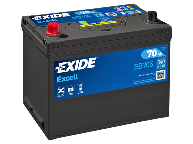 EB705 EXIDE EXCELL 70AH 270X173X222 +/- 540A 1815-EB705