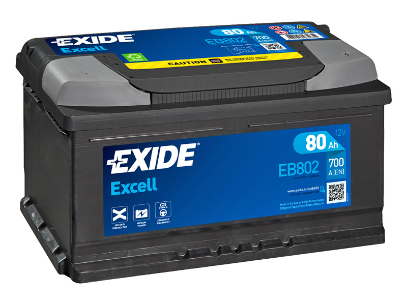 EB802 EXIDE EXCELL 80AH 315X175X175 -/+ 700A 1815-EB802