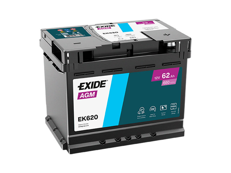 EXIDE AGM 62AH 242X175X190 -/+ 680A 1815-EK620